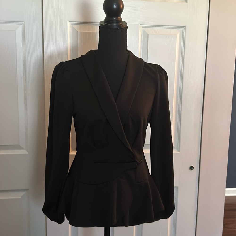 Grace Karin Peplum Black Blouse